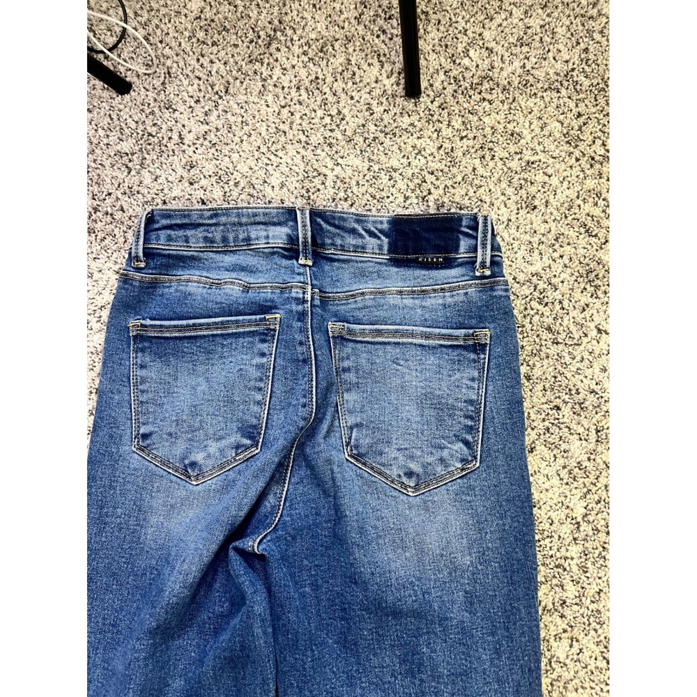 Risen Jeans Womens Blue High Rise Flare Wide Leg Raw Hem Denim RDPSize 3/26 - Picture 14 of 15